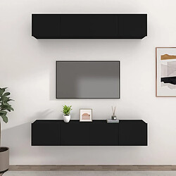 Maison Chic Meubles TV 4 pcs | Banc TV Moderne pour salon | Meuble de Rangement Noir 80x30x30 cm Bois d'ingénierie -MN95786