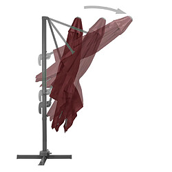 Helloshop26 Parasol déporté avec mât en aluminium 400 x 300 cm rouge bordeaux 02_0008501 pas cher