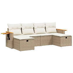 Maison Chic Salon de jardin avec coussins 6 pcs, Ensemble Tables et chaises de jardin, beige résine tressée -GKD193230