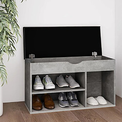 Maison Chic Banc à chaussures | Meuble de rangement à chaussures Meuble d'Entrée avec coussin Gris béton 80x30x47 cm Aggloméré -MN88353