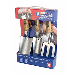 Spear & Jackson Lot de 3 outils de jardinage classiques en acier inoxydable