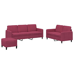 vidaXL Ensemble de canapés 3 pcs rouge bordeaux velours