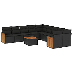 Maison Chic Salon de jardin 11 pcs avec coussins | Ensemble de Table et chaises | Mobilier d'Extérieur noir résine tressée -GKD62186