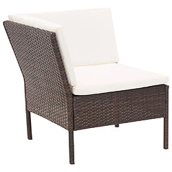 Acheter Maison Chic Salon de jardin 3 pcs + coussins - Mobilier/Meubles de jardin - Table et chaises d'extérieur Résine tressée Marron -MN95794