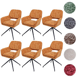 Mendler Lot de 6 chaises de salle à manger HWC-N74, chaise de cuisine, pivotante Auto-Return, tissu chenille (490g/m²) Oeko-Tex ~ ocre-jaune