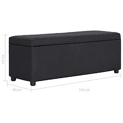 vidaXL Banc avec compartiment de rangement 116 cm Noir Polyester pas cher