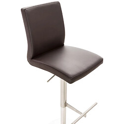 Avis Decoshop26 Tabouret de bar x1 réglable en hauteur et pivotant à 360° plateforme ronde en métal assise en PVC marron 10_0004565