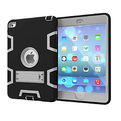 Wewoo Coque antichoc en silicone de couleur contrastée + PC pour iPad mini 5 / mini 4 avec support noir + gris