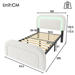 Avis ComfortXL Lit Double Rembourré 140x200cm, Blanc