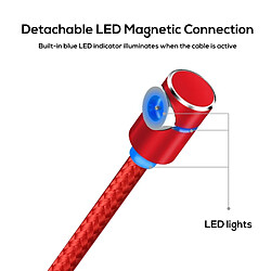 Wewoo Câble de charge magnétique USBcoudé à un angle maximum de 90 degrés2,4 A avec indicateur LEDPas de fiche Rouge pas cher