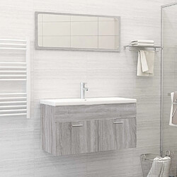 Maison Chic Ensemble de 2 meubles de salle de bain,Armoire rangement + miroir Sonoma gris -MN60793