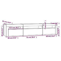 vidaXL Meuble TV avec lumières LED Chêne sonoma 195x35x40 cm pas cher