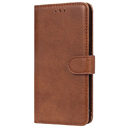 Wewoo Housse Coque Pour Galaxy A60 Étui de protection à rabat horizontal de couleur unie avec support et fentes cartes et portefeuille et cadre photo et lanière marron