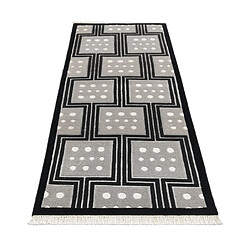 Avis Vidal Tapis de couloir en laine 203x79 noir Darya