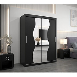 Abiks Meble Armoire MADRYT À Portes Coulissantes 200/150/62 2 Portes (Noir/Noir)