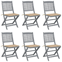 vidaXL Chaises pliables d'extérieur lot de 6 et coussins Bois d'acacia