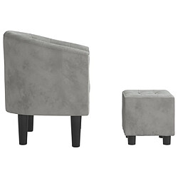 Avis vidaXL Fauteuil avec repose-pied gris clair velours