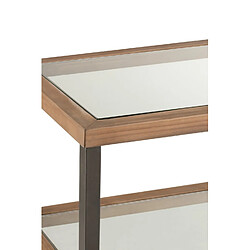 Inside 75 Console RUTY plateau bois marron/verre support métal noir. pas cher