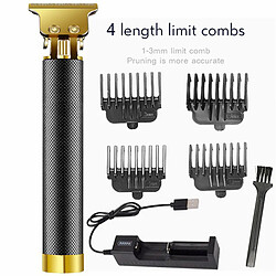 Universal 2021 Épingle à cheveux sans fil USB rechargeable Set de beauté en T Lame Coupe fermée Tondeuse Hommes 0mm Zéro espace Chauve Barbe Rasoir Salon de Coiffure Professionnel (Doré)