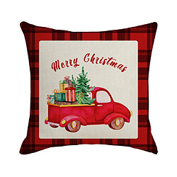 Acheter P35 4PCS 45 * 45cm Santa Claus + Cadeau Pattern Taie d'oreiller en lin imprimé Canapé-lit Coussin de coussin d'oreiller