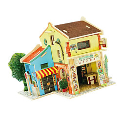 Puzzle 3d en bois miniature 1/24 bricolage kit de maison de poupée modèle Chinatown en Malaisie pas cher