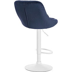 Acheter Decoshop26 Tabouret de bar en velours bleu coutures décoratives pivotant support métal blanc TDB10658