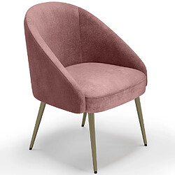 ICONIK INTERIOR Fauteuil design - Revêtu de velours - Pied dorée - Wasda Rose