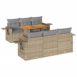 vidaXL Salon de jardin avec coussins 7 pcs beige résine tressée