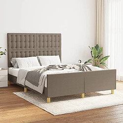 Maison Chic Lit adulte - Cadre Structure de lit avec tête de lit Contemporain Taupe 140x190 cm Tissu -MN91439