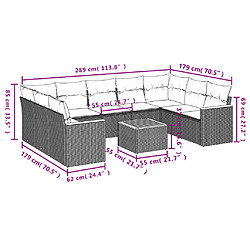 Avis Maison Chic Salon de jardin avec coussins 10 pcs | Ensemble de Table et chaises | Mobilier d'Extérieur beige résine tressée -GKD33960