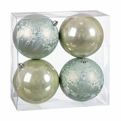 BigBuy Christmas Boules de Noël Vert Plastique 10 x 10 x 10 cm (4 Unités)