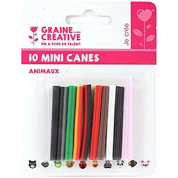 Graines Creatives 10 mini canes pâte polymère à trancher 5 x 0,5 cm - Animaux