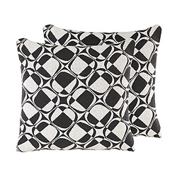 Beliani Lot de 2 coussins KOTURE Bouclé 45 x 45 cm Géométrique Noir blanc