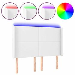 Maison Chic Tête de lit scandinave à LED,meuble de chambre Blanc 147x16x118/128 cm Similicuir -MN45044