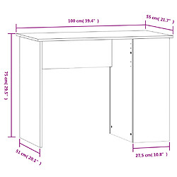 Helloshop26 Bureau table poste de travail meuble d'ordinateur informatique étude sonoma 100 x 55 x 75 cm bois d'ingénierie gris 02_0023942 pas cher