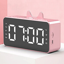 Double Radio-réveil Bluetooth Snooze Haut-parleur Horloge De Bureau Bureau Maison Rose