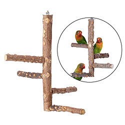 Acheter Oiseau De Compagnie Perroquet Support De Support De Perche En Bois Naturel Meulage L 15x35cm