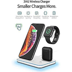 Avis Chrono Support de chargeur sans fil rapide 15W Station de charge rapide QI 3 en 1 pour Apple Watch Series 6/SE/5/4/3/2, AirPod 1/2/Pro, iPhone 12/12 Pro/11/XS/X/8/8 Plus ; Samsung Galaxy Buds/S20,(blanc)