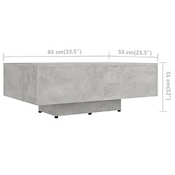 vidaXL Table basse Gris béton 85x55x31 cm Bois d'ingénierie pas cher