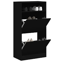 Maison Chic Armoire à chaussures | Meuble de rangement à chaussures Meuble d'Entrée noir 60x34x116 cm bois d'ingénierie -MN78642