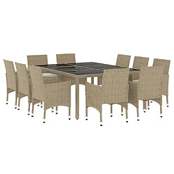 Avis Salle à manger de jardin 11 pcs,Table et chaise à dîner Résine tressée Beige -MN20230