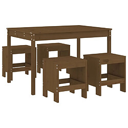 Salle à dîner de jardin 5 pcs,Table et chaise à manger marron miel bois pin massif -MN58516