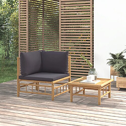 Maison Chic Salon de jardin 2 pcs avec coussins - Table et chaises d'extérieur - Mobilier/Meubles de jardin Moderne gris foncé bambou -MN93262