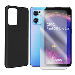 Visiodirect Coque de protection souple silicone Noir + Lot de 2 verre trempé pour Oppo Find X5 Lite 5G 6,43"