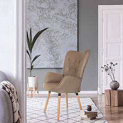 Fauteuil à oreilles / fauteuil vintage HAVENIO I tissu beige hjh LIVING