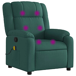 vidaXL Fauteuil de massage inclinable Vert foncé Tissu