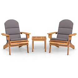 Maison Chic Ensemble de salon de jardin Adirondack 3 pcs | Ensemble de Table et chaises | Mobilier d'Extérieur bois acacia solide -GKD13177