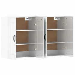 Maison Chic Lot de 2 Armoires murales,Meuble de Rangement,Armoire Suspendue blanc brillant bois d'ingénierie -MN89598 pas cher