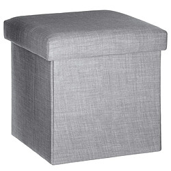 Pouf pliant coloris gris clair - Dim : L. 38 x l. 38 x H. 38 cm -PEGANE-