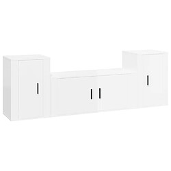 Maison Chic Ensemble de meubles TV 3 pcs pour salon - Blanc brillant Bois d'ingénierie -MN30310